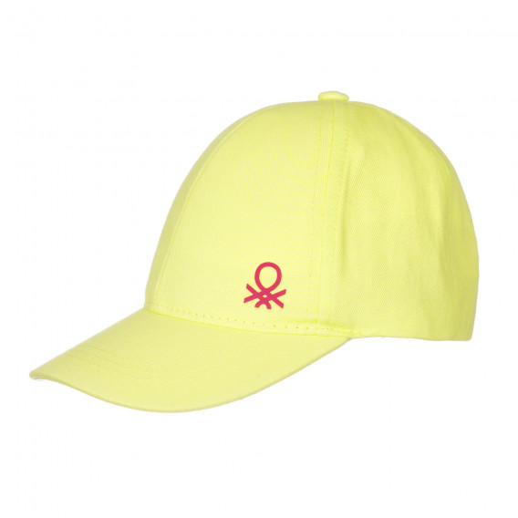 Șapcă de bumbac cu sigla mărcii, galbenă Benetton 249933 