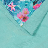 Tricou din bumbac cu imprimeu floral, pe albastru Benetton 249975 2