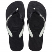 Flip-flops cu numele mărcii și detalii  albe, pe negru Havaianas 250315 2