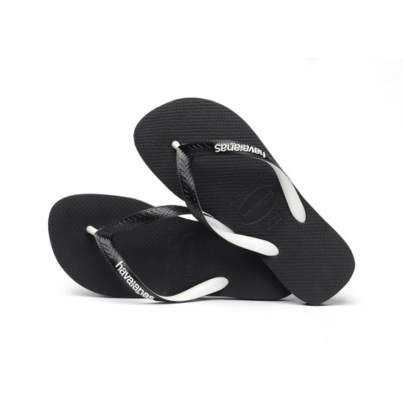 Flip-flops cu numele mărcii și detalii  albe, pe negru Havaianas 250316 3