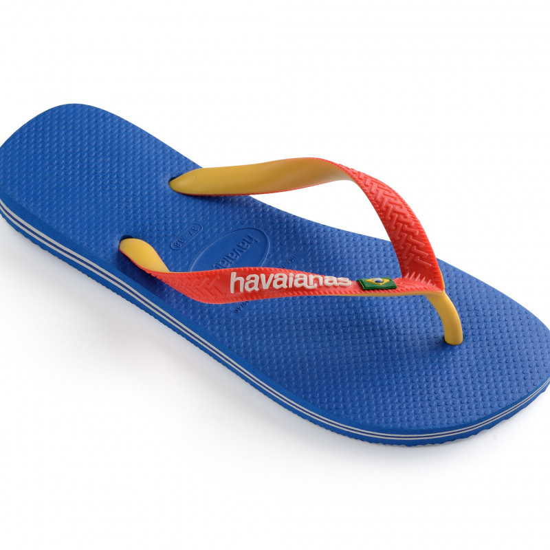 Flip-flops cu numele mărcii și detalii colorate, albastru  250334