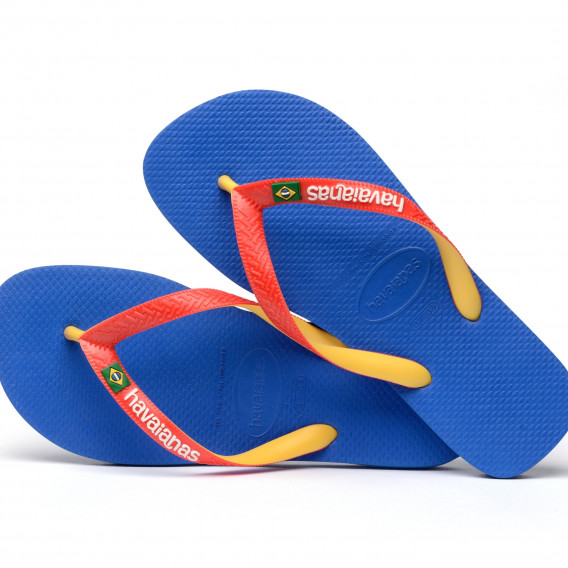 Flip-flops cu numele mărcii și detalii colorate, albastru Havaianas 250336 3