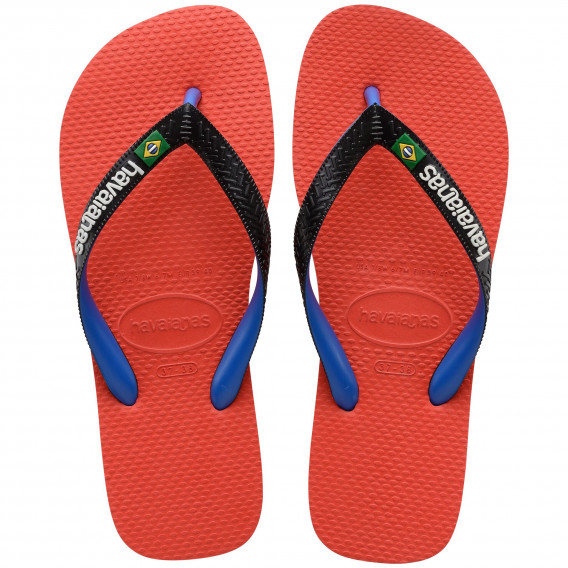 Flip-flops cu numele mărcii și detalii colorate, roșu Havaianas 250339 2