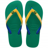 Flip-flops cu numele mărcii și detalii colorate, pe verde Havaianas 250343 2