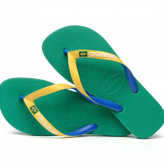 Flip-flops cu numele mărcii și detalii colorate, pe verde Havaianas 250344 3