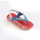 Flip-flops cu numele mărcii și detalii albastre pentru bebeluși, roșu Havaianas 250362 