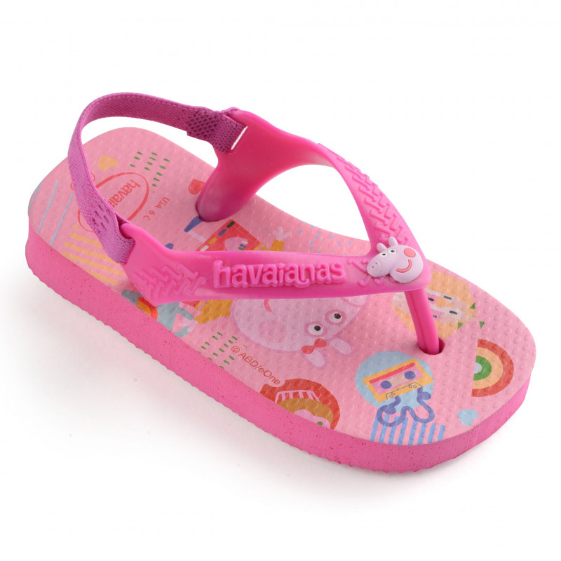 Flip flops cu aplicație Peppa Pig pentru bebeluși, roz  250401