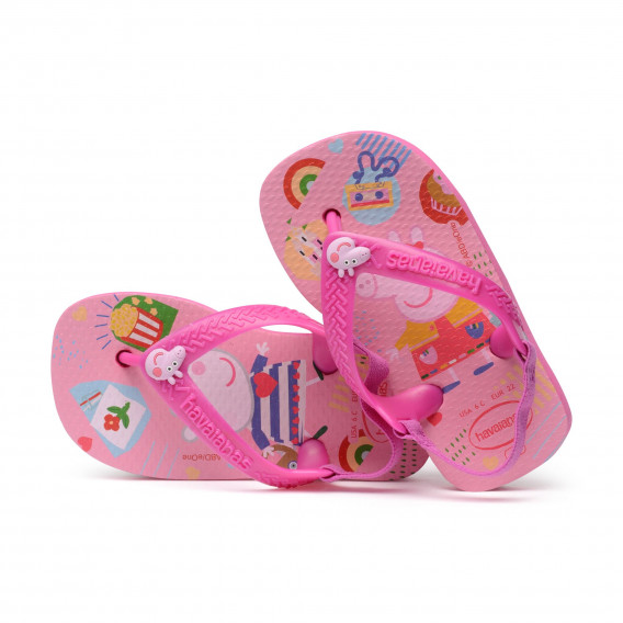 Flip flops cu aplicație Peppa Pig pentru bebeluși, roz Havaianas 250403 3