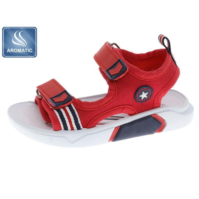 Sandale cu detalii albastre și stea aplicată, roșii  250415