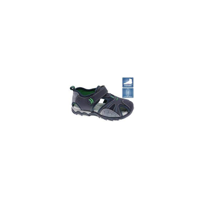 Sandale cu detalii verzi, pe albastru închis  250419
