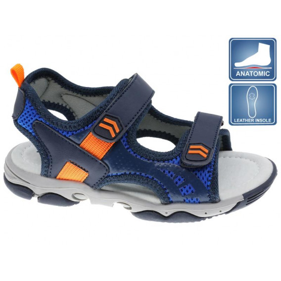 Sandale cu detalii portocalii, pe albastru închis Beppi 250461 