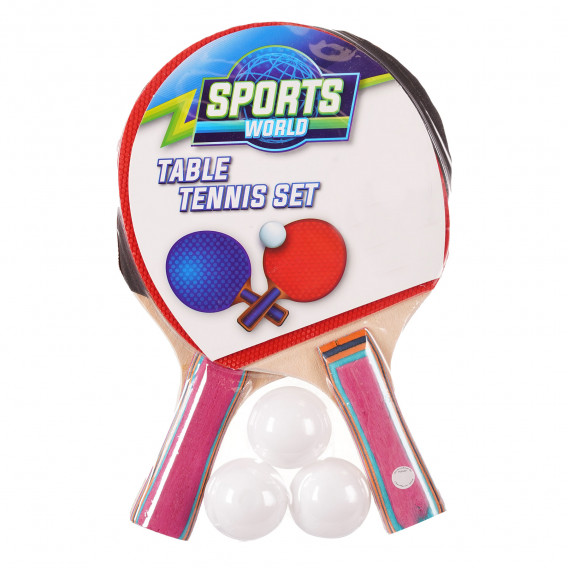Rachete de tenis de masă cu mânere roz și 3 mingi Toi-Toys 250598 
