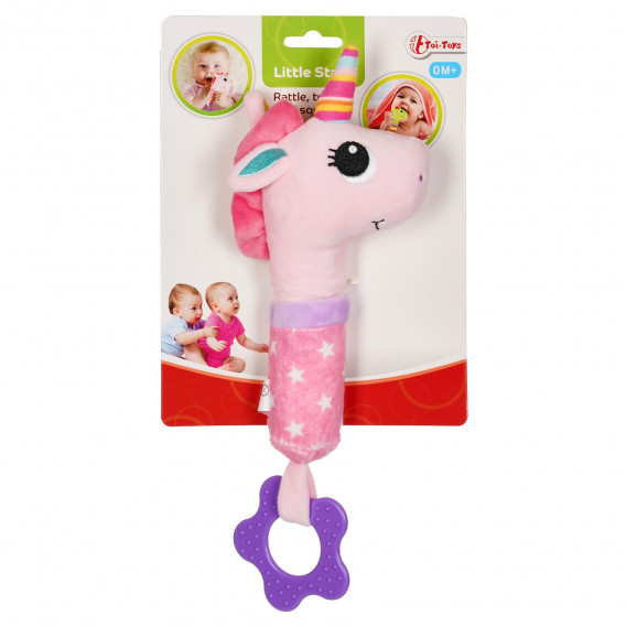 Jucărie dentiție și zornăitoare cu unicorn pentru a calma gingiile pentru copii Toi-Toys 250630 