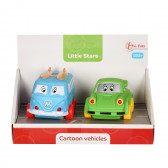 Set auto animat - 2 piese - autobuz albastru și mașină verde Toi-Toys 250636 4