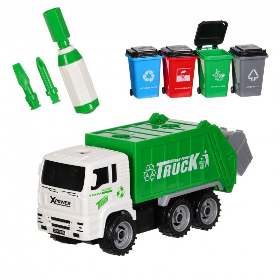 Camion de gunoi cu 4 cupe și scule Toi-Toys 250863 