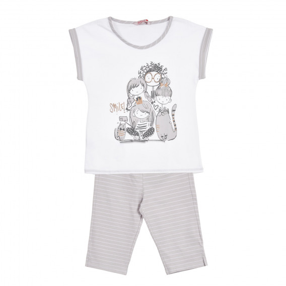 Pijamale într-o combinație de gri și alb pentru fete Boboli 250983 