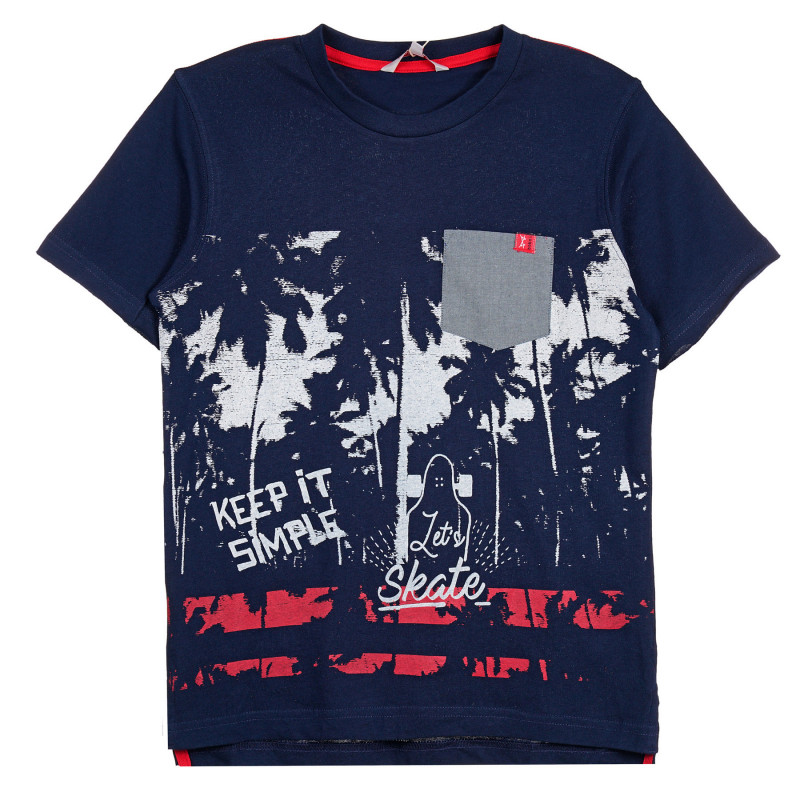 Tricou din bumbac cu palmieri imprimați cu un buzunar pentru băieți  250989