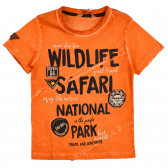 Tricou din bumbac cu inscripții de safari pentru băieți Boboli 251001 