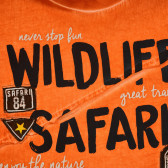 Tricou din bumbac cu inscripții de safari pentru băieți Boboli 251002 2