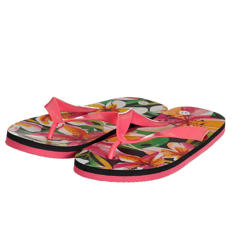 Flip Flops cu tematică roz, cu talpă florală pentru fete  251017