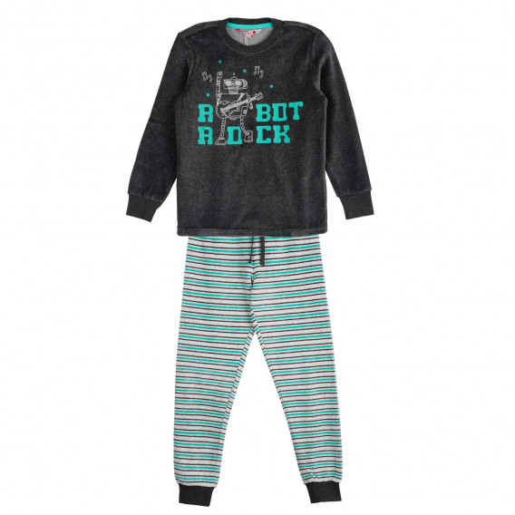 Pijamale din două piese cu mâneci lungi pentru băieți, gri Boboli 251084 