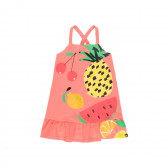 Rochie corai cu imprimeu de fructe, din bumbac, Boboli  Boboli 251168 
