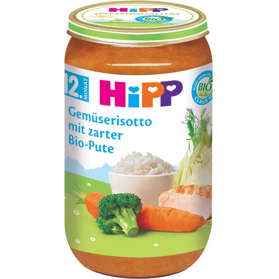 Hipp 250g. risotto piure bio cu legume și curcan pentru copii de peste 12 luni Hipp 251191 