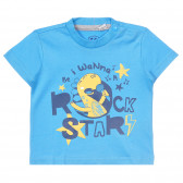 Tricou albastru Chicco din bumbac cu imprimeu dinozaur pentru bebeluși Chicco 251384 