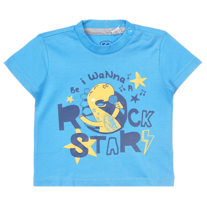 Tricou albastru Chicco din bumbac cu imprimeu dinozaur pentru bebeluși  251384