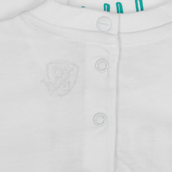 Tricou alb Chicco din bumbac cu inscriptii pentru bebeluși Chicco 251418 3