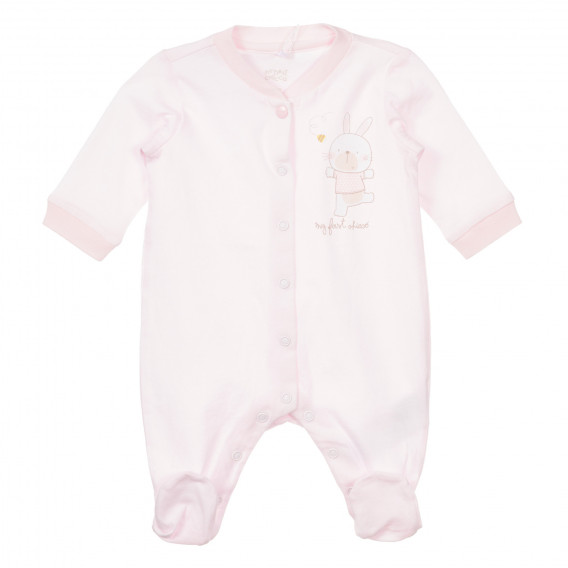 Salopetă Chicco din bumbac roz cu imprimeu iepuraș pentru bebeluși Chicco 251432 