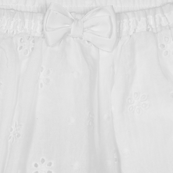Fustă albă cu panglică și motive florale pentru bebeluși, Chicco, din bumbac Chicco 251615 2
