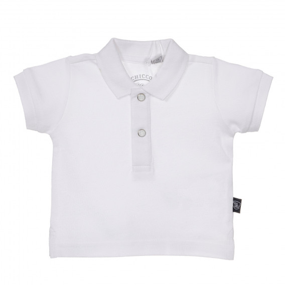 Tricou alb cu guler Chicco din bumbac pentru bebeluși Chicco 251618 
