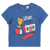 Tricou Chicco din bumbac albastru cu imprimeu grafic pentru bebeluși Chicco 251761 