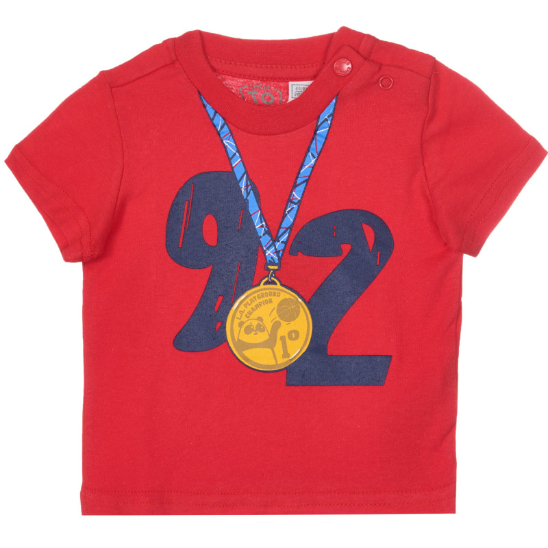 Tricou roșu din bumbac cu imprimeu pentru bebeluși, Chicco  251765