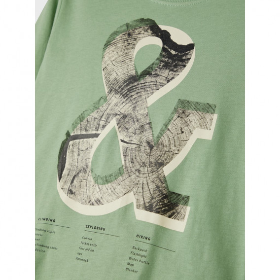 Bluză din bumbac organic cu imprimeu grafic, de culoare verde Name it 253232 3