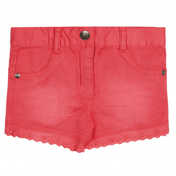 Pantaloni scurți pentru fete, pe roșu, cu dantelă Boboli 253242 