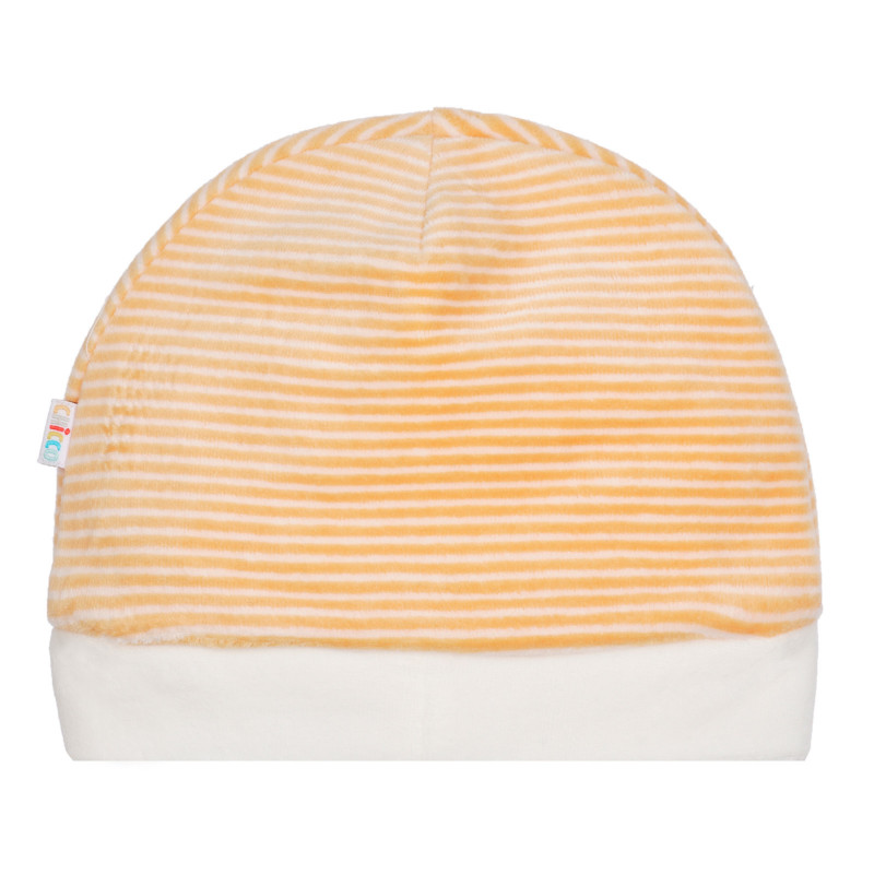 Pălărie de bumbac în dungi portocalii și albe pentru un bebeluș  254212