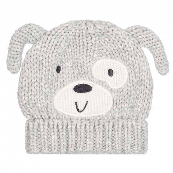 Pălărie tricotată cu aplicație de câine pentru bebeluș, gri Chicco 254245 