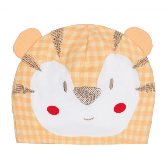 Pălărie de bumbac cu aplicație de tigru, portocaliu Chicco 254275 
