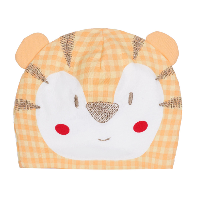 Pălărie de bumbac cu aplicație de tigru, portocaliu  254275