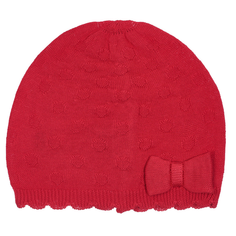 Pălărie din bumbac tricotată cu panglică pentru un bebeluș, roșie  254278