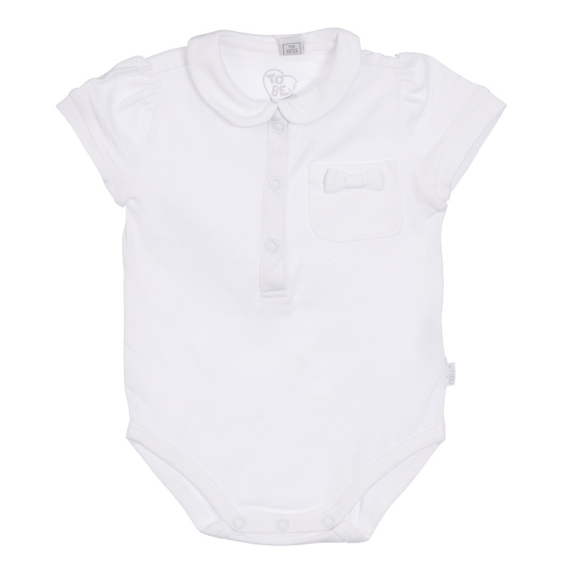 Body alb cu panglică pentru bebeluși, din bumbac, Chicco  254348