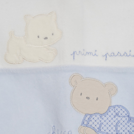 Set bluză și pantaloni cu botoși din bumbac Chicco cu ursuleti și pisoi pentru bebelusi, albastru Chicco 254501 3