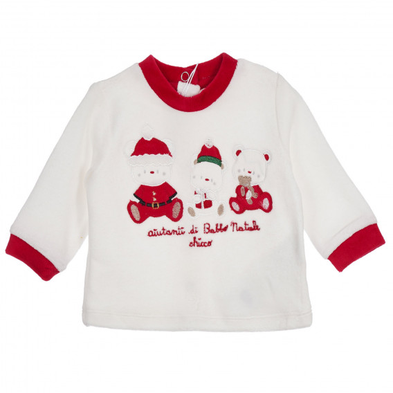 Set de Crăciun Chicco din bluză și pantaloni cu botoși, cu ursuleți, pentru bebelusi Chicco 254513 2