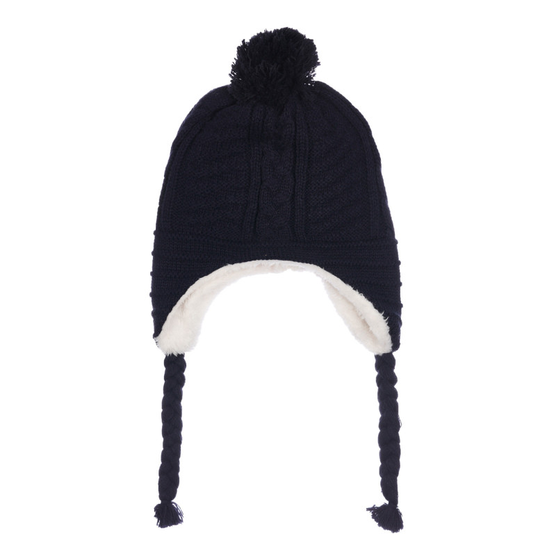 Pălărie tricotată cu pompon pentru bebeluș, bleumarin  254514