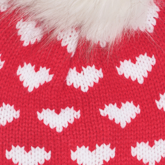 Pălărie tricotată cu imprimeu de inimi pentru bebeluș, roșie Chicco 254567 2