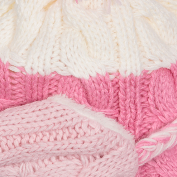 Pălărie tricotată cu pompon pentru bebeluș, roz Chicco 254646 2