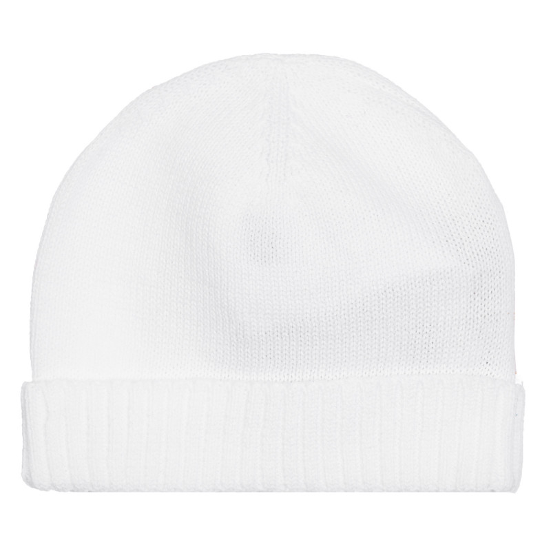 Pălărie din bumbac tricotată cu tiv pentru bebeluș, albă  254696