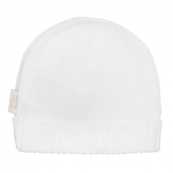 Pălărie din bumbac tricotată cu tiv pentru bebeluș, albă Chicco 254698 3
